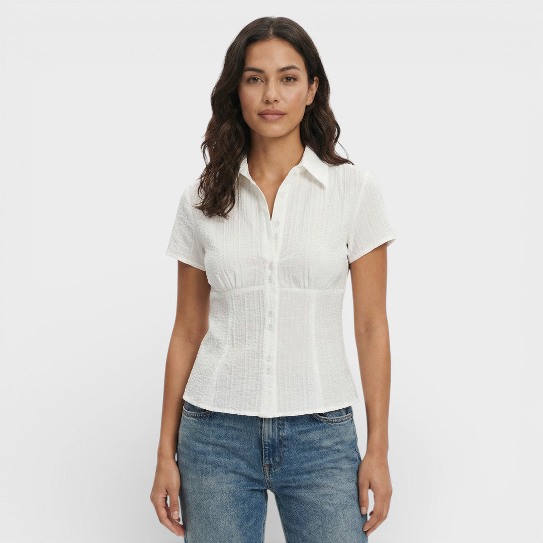 Short Sleeve Checkered Shirt for Women