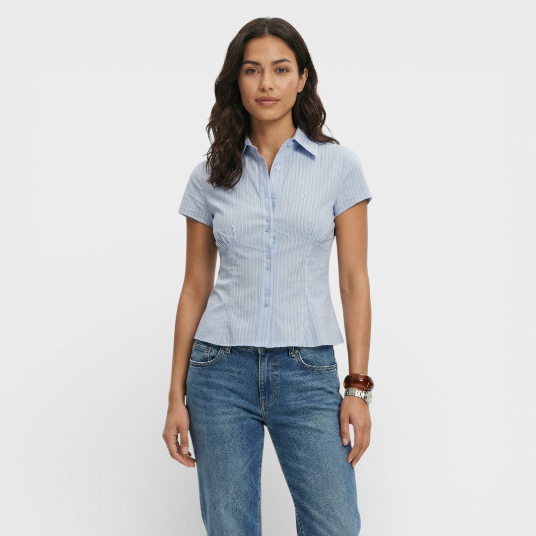 Short Sleeve Checkered Shirt for Women