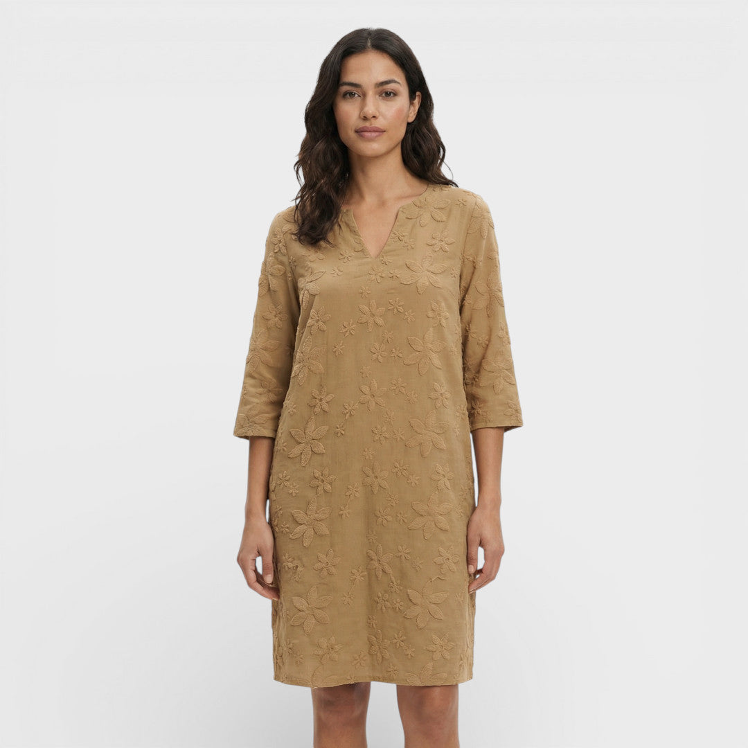 Embroidered Floral Midi Dress for Women