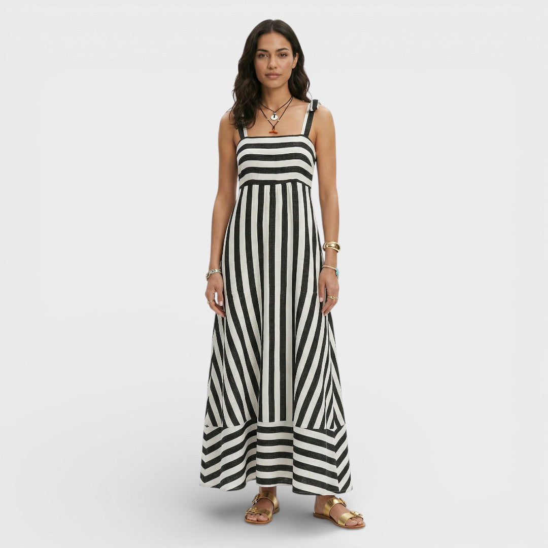 Long Printed A-Line Dress
