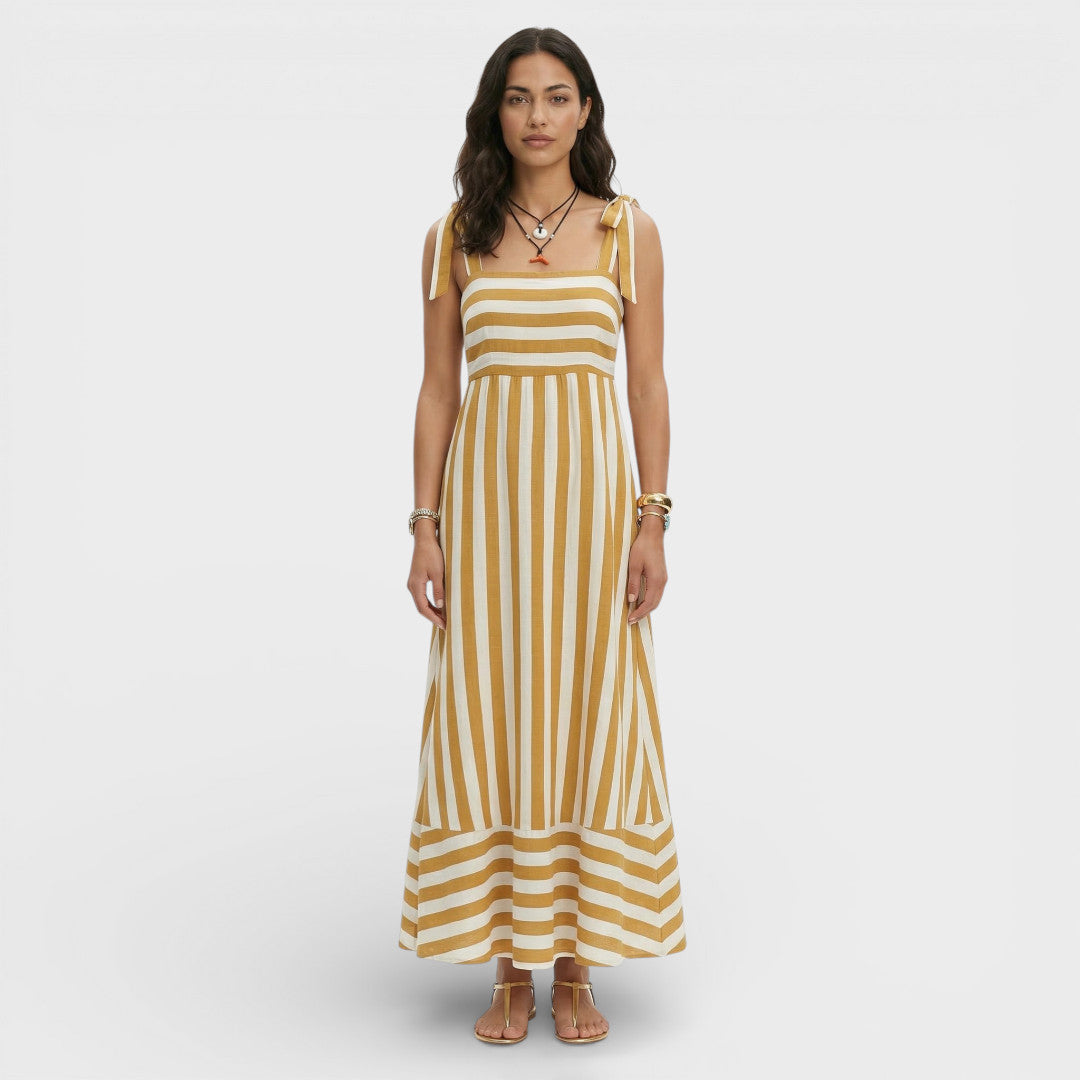 Long Printed A-Line Dress