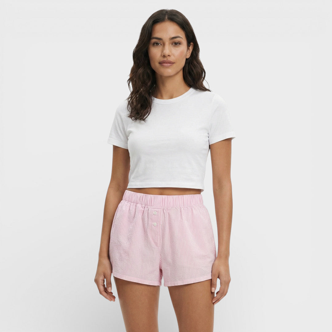Elastic Waist Striped Shorts