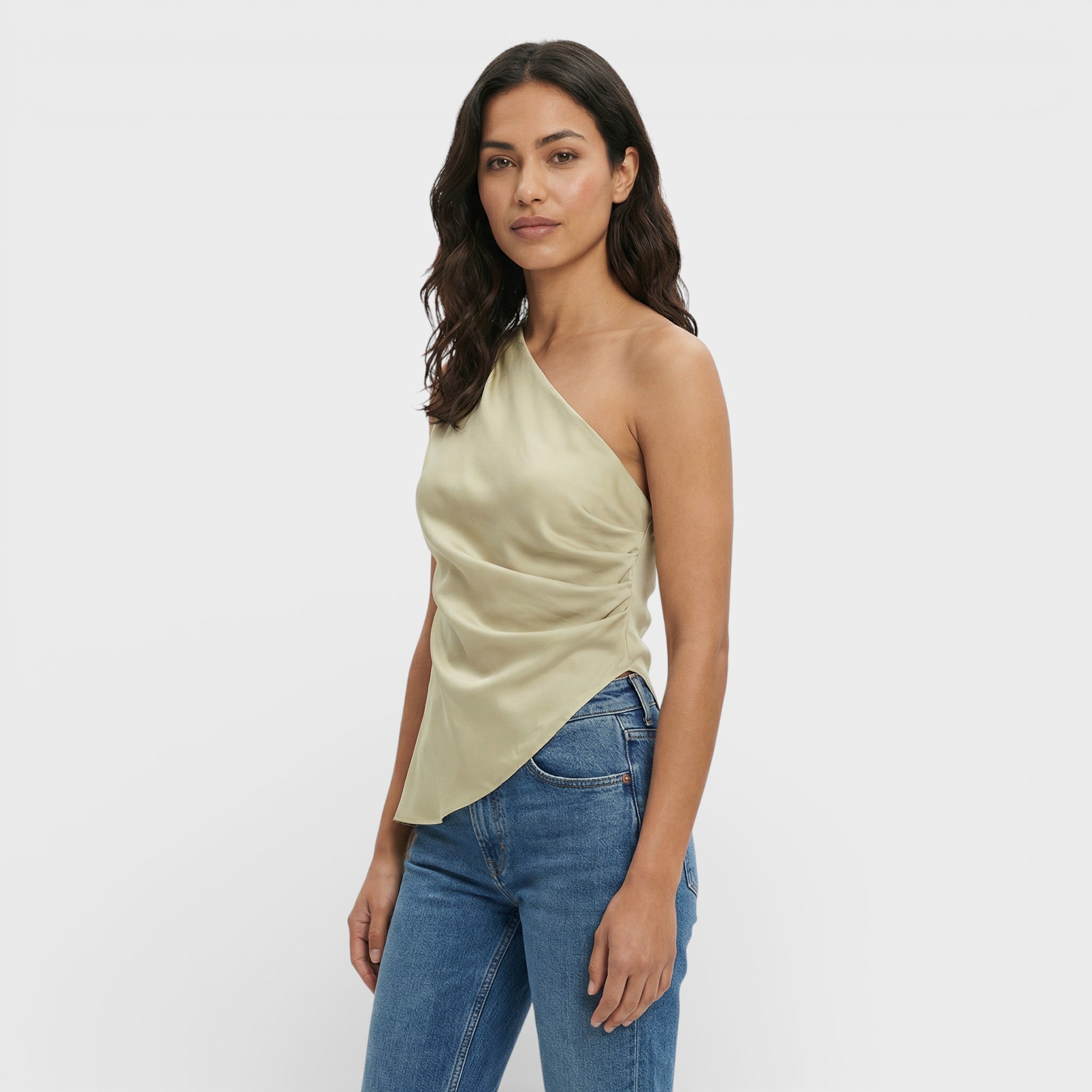 Asymmetrical Top with Exposed Shoulders for Women