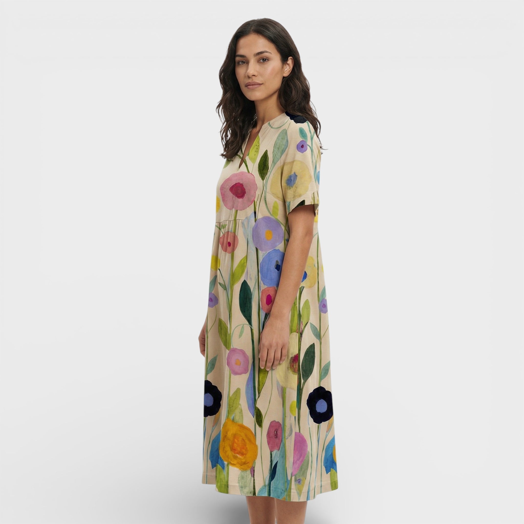 Floral Dress V-Neck for Women