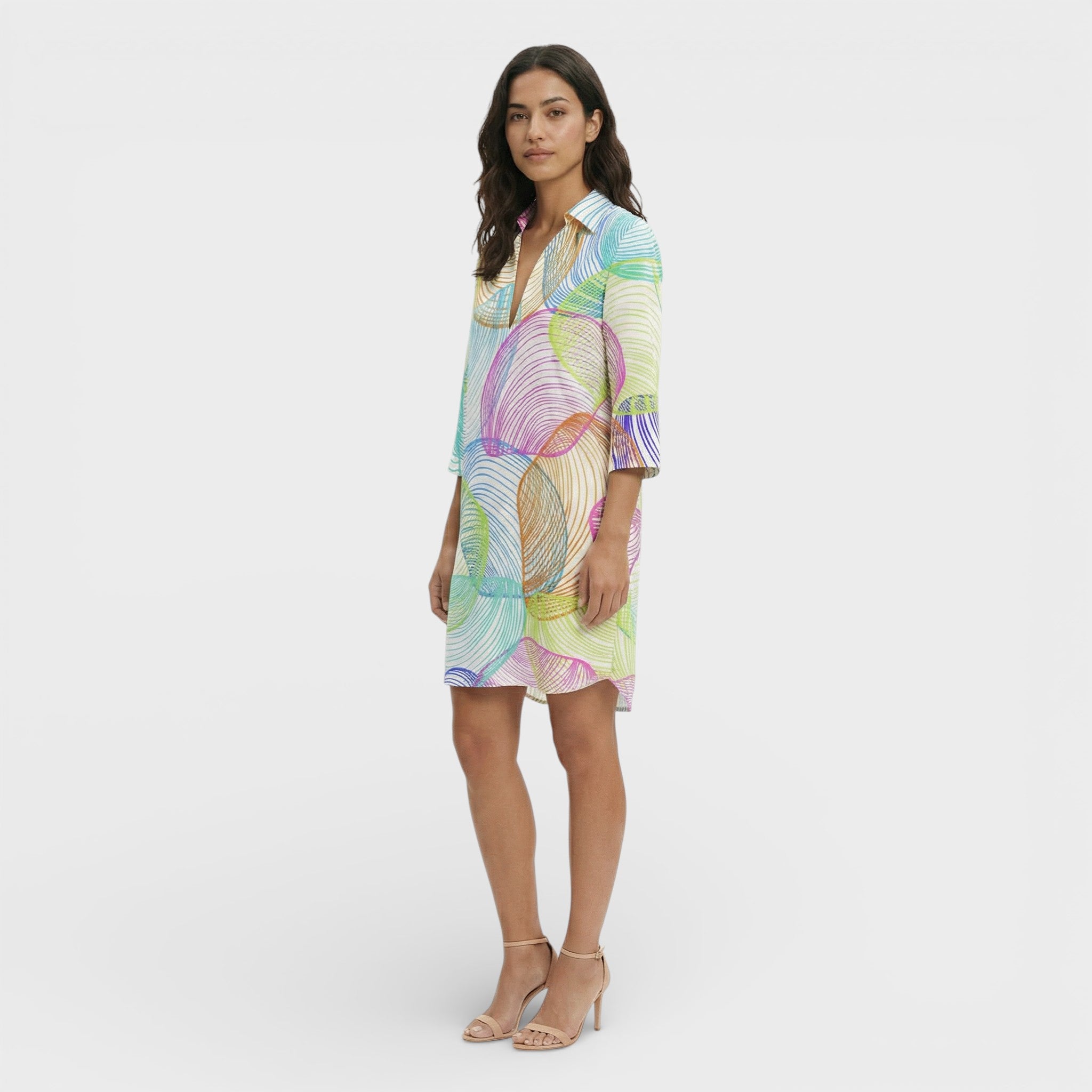 Long Women's Shirt Dress with Buttons